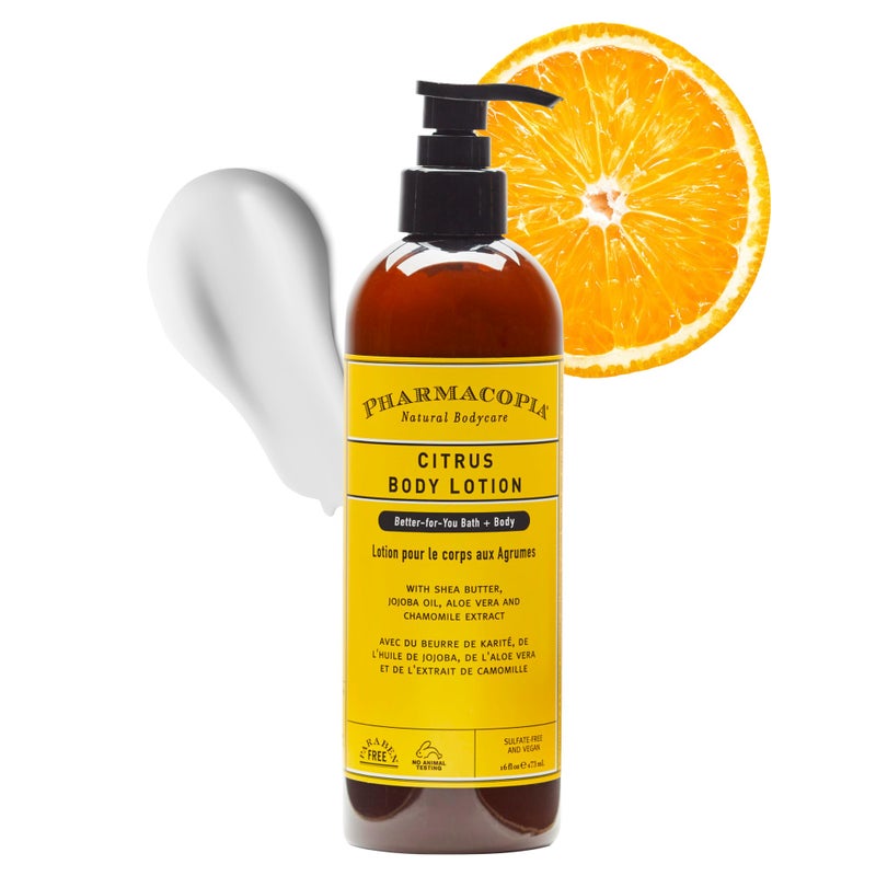Pharmacopia Citrus Body Lotion  Hydrating Natural Moisturizer with Aromatherapy Benefits  CrueltyFree Vegan Skin Care  Shea Butter Aloe Vera and Jojoba Oil  Lotion for Dry Skin 16 oz